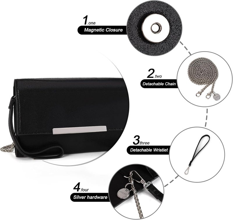 AFKOMST Small Clutch Purses for Women Formal Evening Bag Crossbody and Wristlet Handbags for Party Prom Cocktail Wedding - Image 5